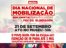 Ato contra PEC da Blindagem será realizado neste domingo (21) em Brasília
